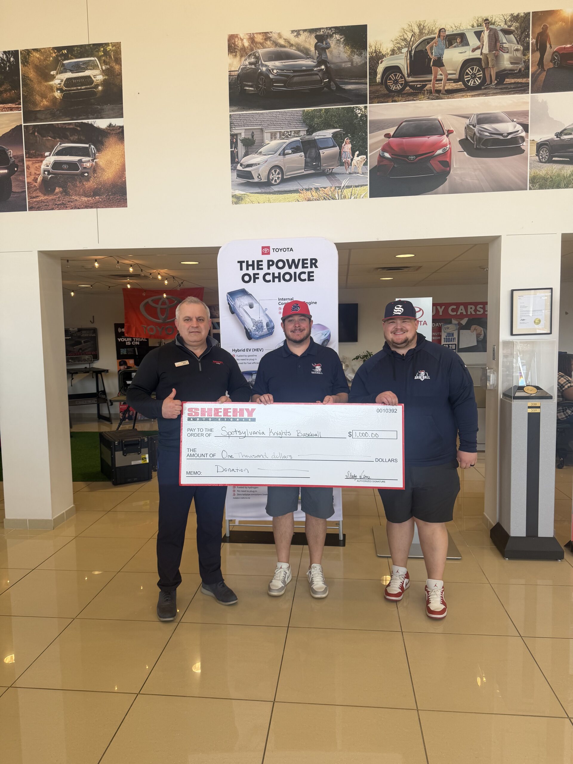 Read more about the article Sheehy Toyota of Fredericksburg Supports Spotsylvania Baseball with $1,000 Donation